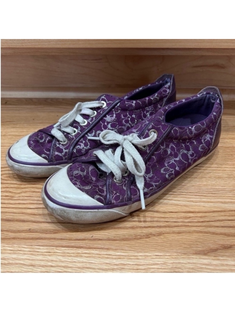 Coach Signature Purple & White sparkles Sneakers BARRETT size 6.5